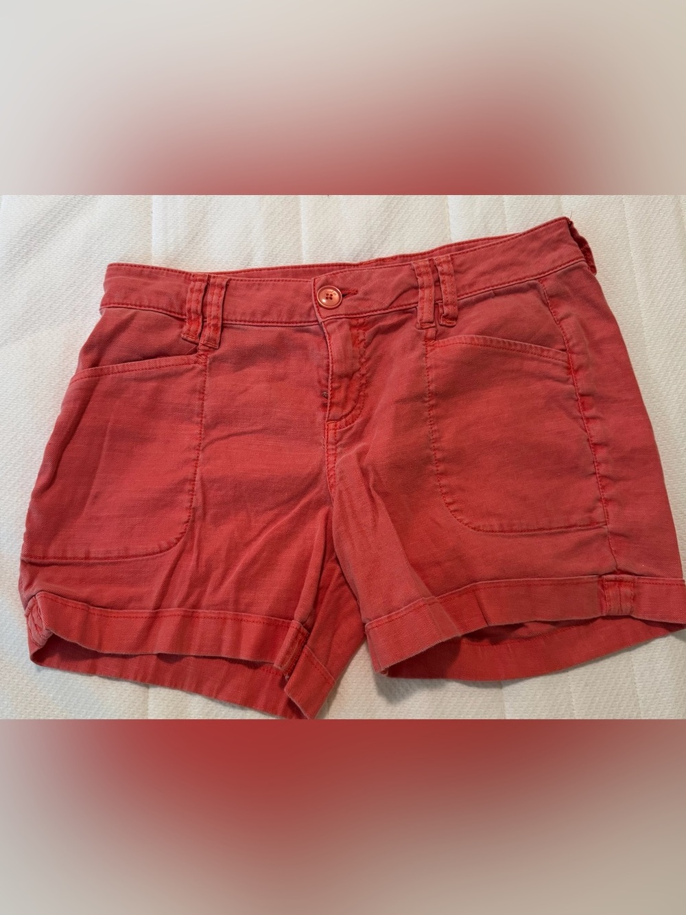 Level 99 Women's Coral-Red Front Pocket Jean Shorts Size 28